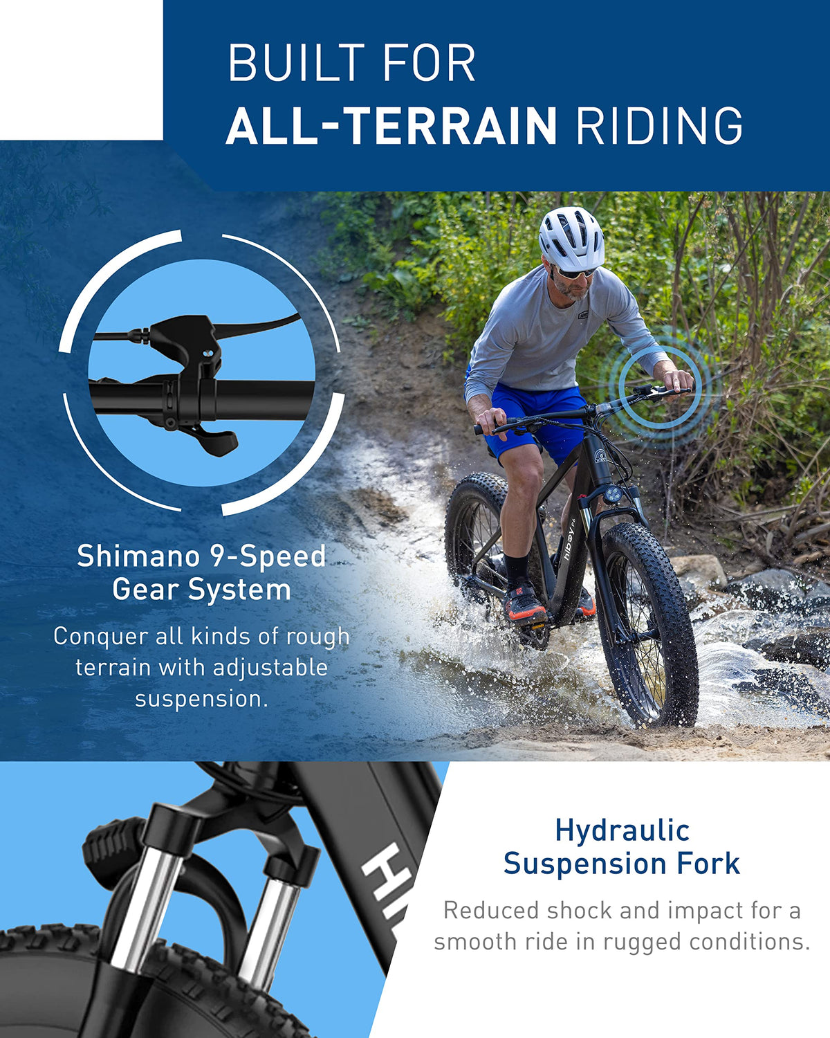 1000W 28MPH 62.1Miles 48V 13Ah Fat Tire Electric Bike E190