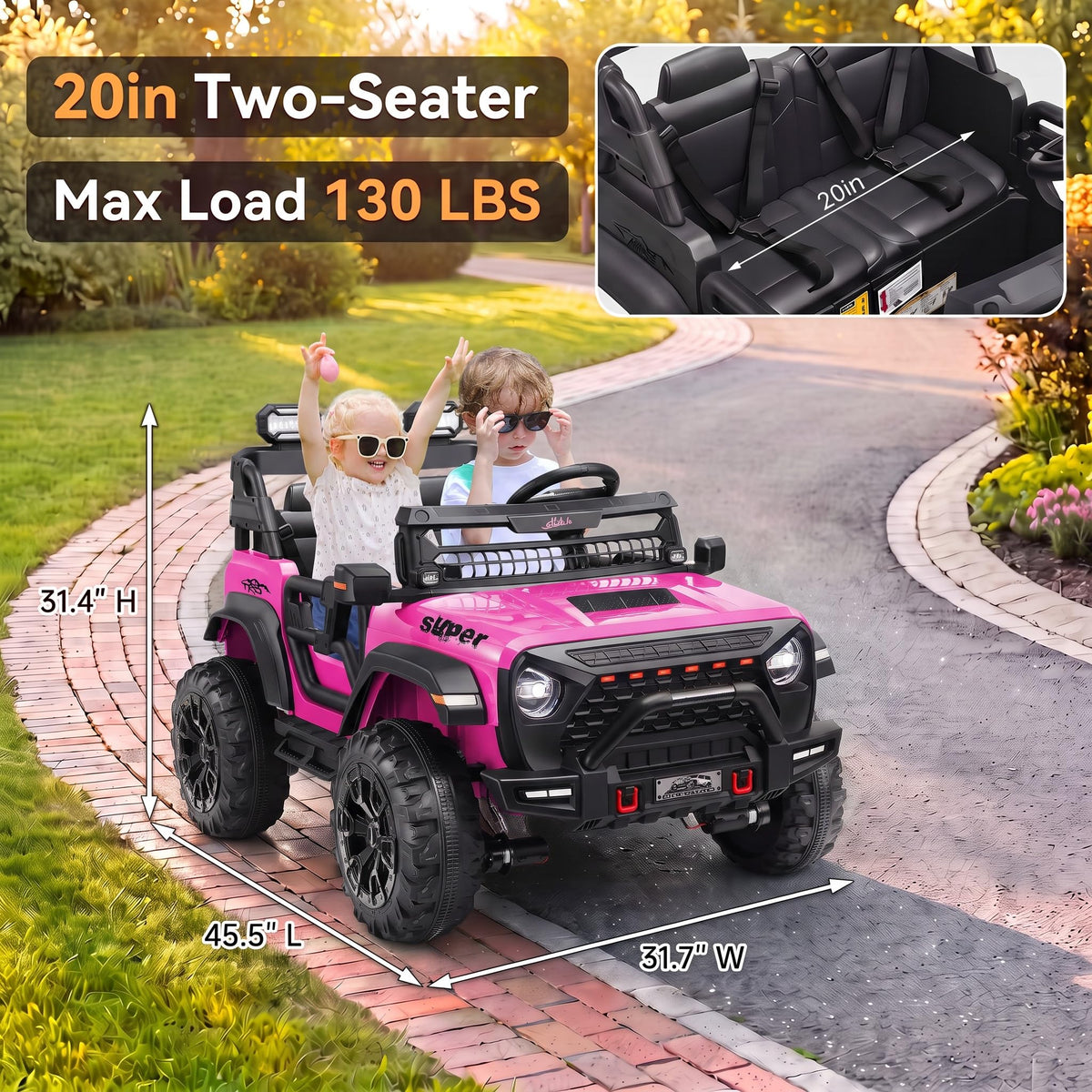 24V 2 Seater Pink Ride on Toy T694